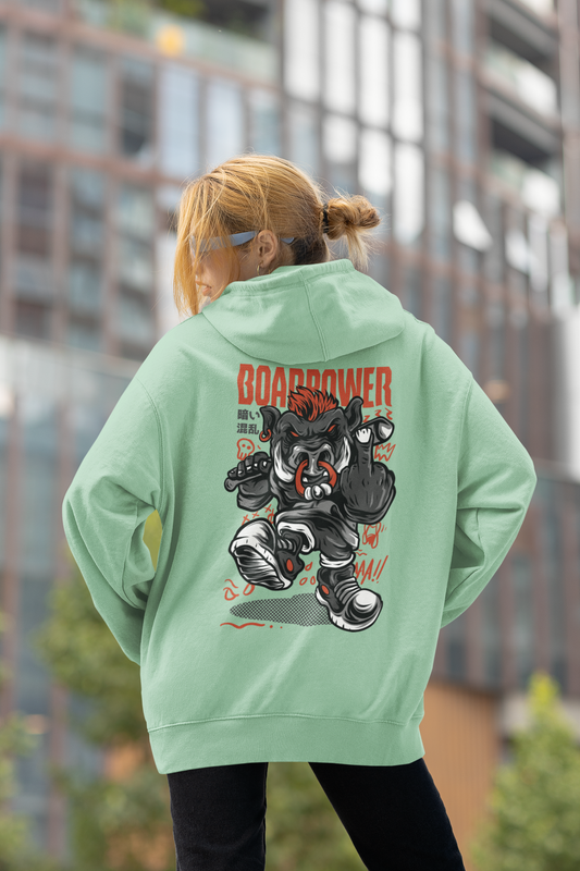 KRYOT Warrior Boar Power Dark Chaos Hoodie - Unisex Heavyweight Oversized Streetwear 350 GSM Bio-Baumwolle