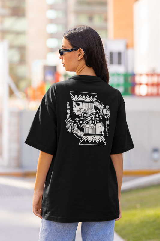 DOPPEL CARA THE SKULL KING Streetwear Imprimé au dos - T-shirt unisexe ample en coton bio Freestyler pour adultes SH