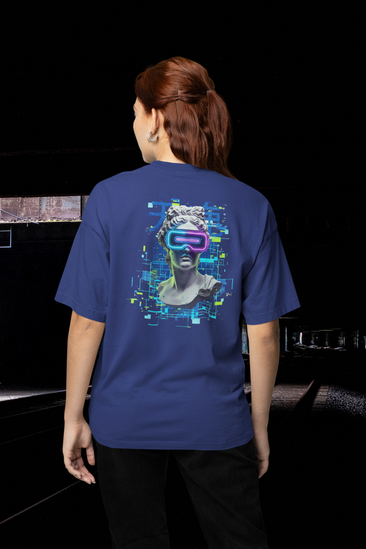 FUTURE STATUE VIRTUELL BRILLE II Imprimé dorsal Streetwear - T-shirt unisexe ample en coton bio Freestyler pour adultes SH