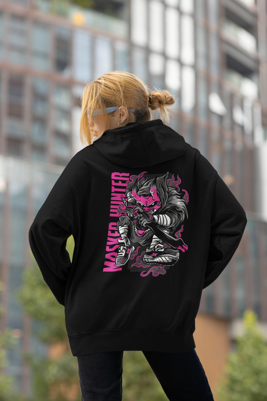 KRYOT Warrior Masked Hunter Hoodie - Unisex Heavyweight Oversized Streetwear 350 GSM Bio-Baumwolle