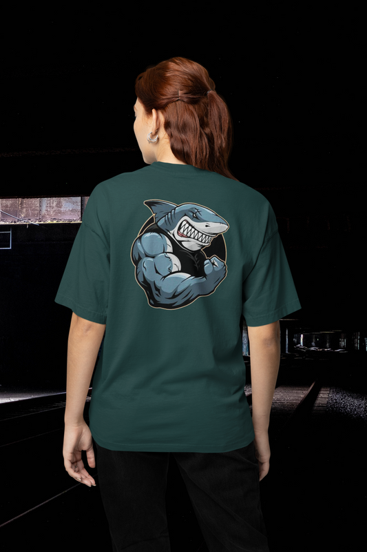 SHARKY MUSKEL HAI Imprimé dorsal Streetwear - T-shirt unisexe Bio Oversize Freestyler adulte SH