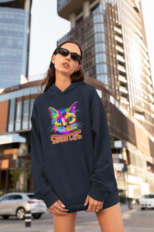 STREETCATS Streetwear Impression frontale - Sweat à capuche unisexe surdimensionné en coton bio Slammer pour adultes SH