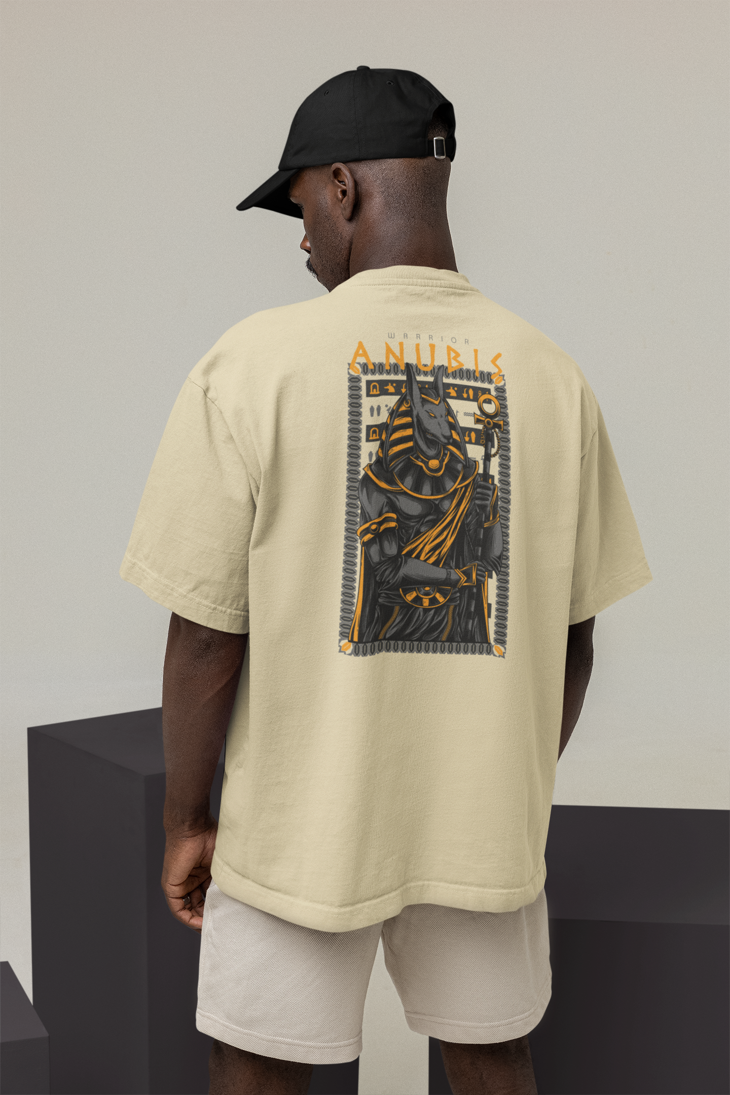 ANUBIS Warrior Streetwear Backprint - Camiseta Oversize Unisex Freestyler Bio para Adultos SH