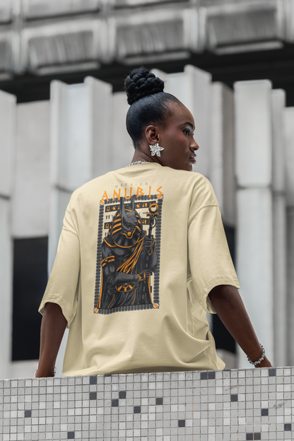 ANUBIS Warrior Streetwear Backprint - Camiseta Oversize Unisex Freestyler Bio para Adultos SH