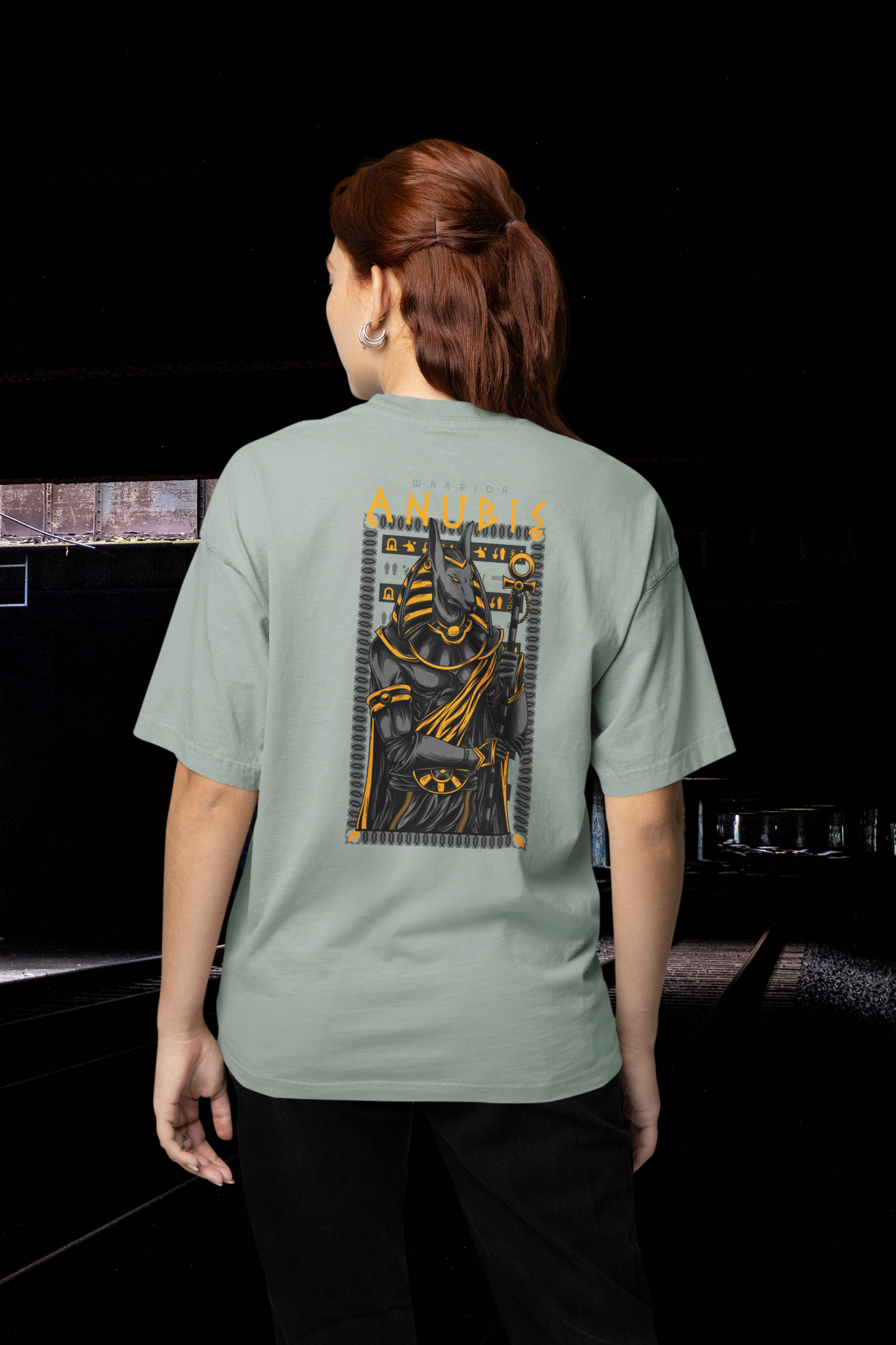 ANUBIS Warrior Streetwear Backprint - Camiseta Oversize Unisex Freestyler Bio para Adultos SH