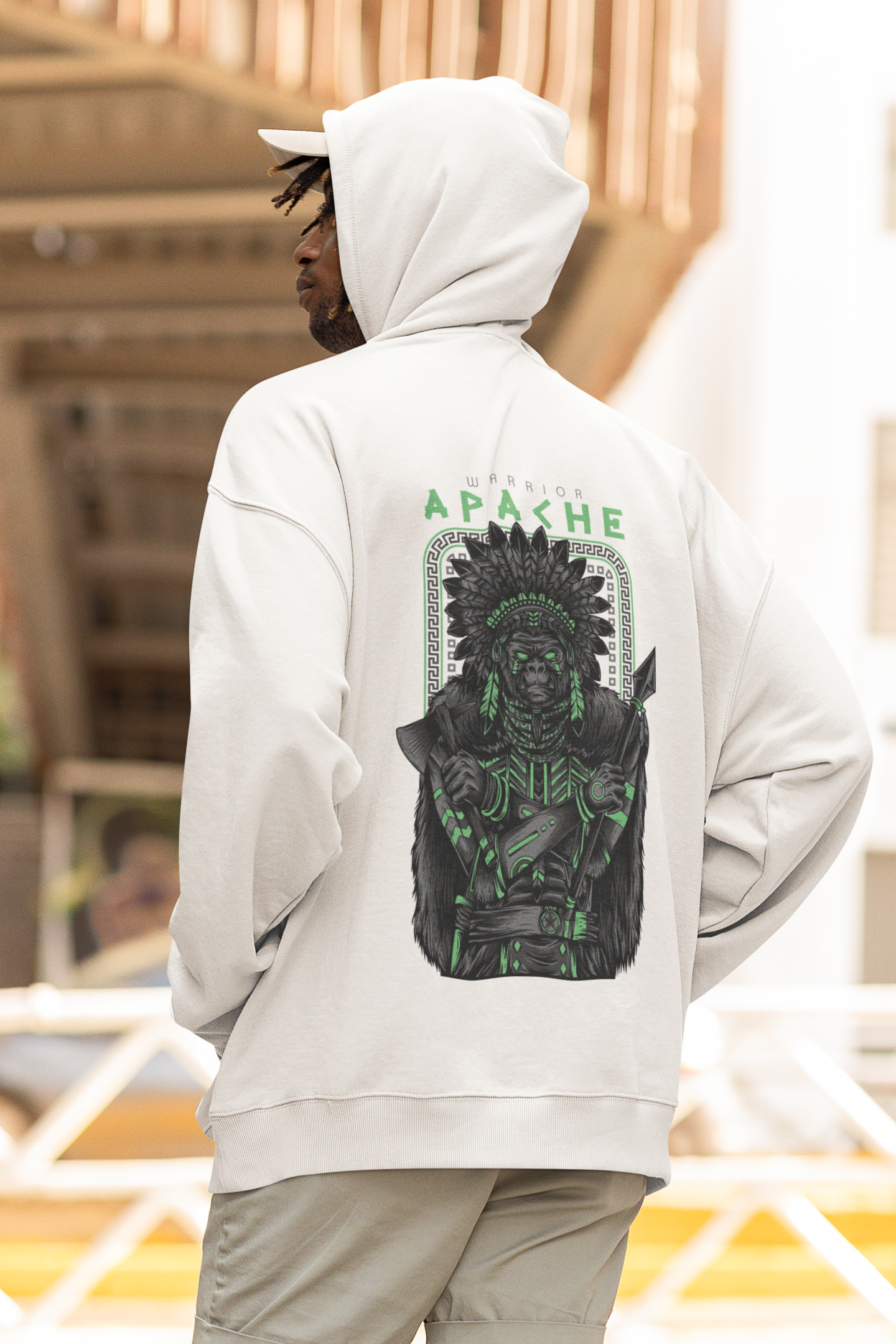 APACHE Gorilla Warrior Streetwear - Slammer Bio Oversized Unisexe Sweat à Capuche Adulte SH