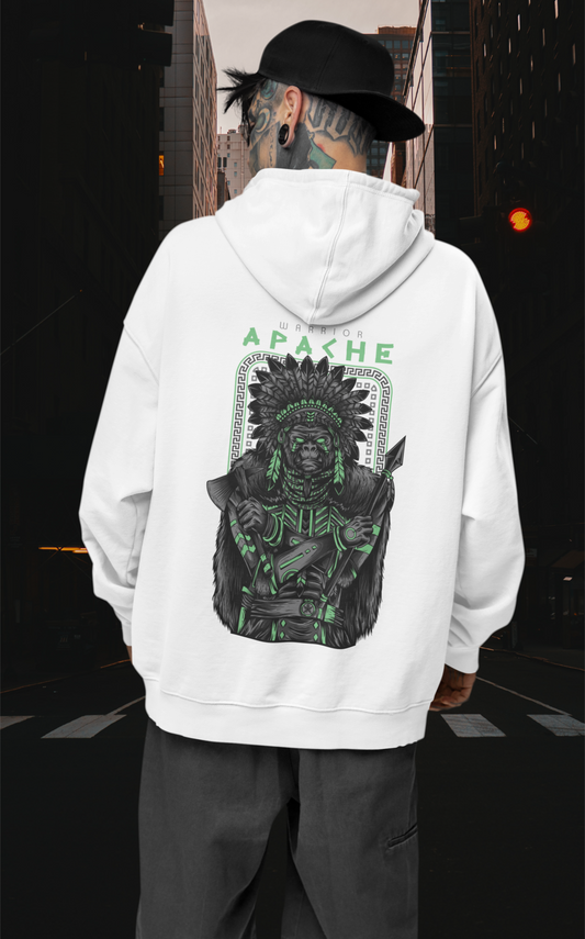 KRYOT Warrior Apache Gorilla Hoodie - Unisex Heavyweight Oversized Streetwear 350 GSM Bio-Baumwolle