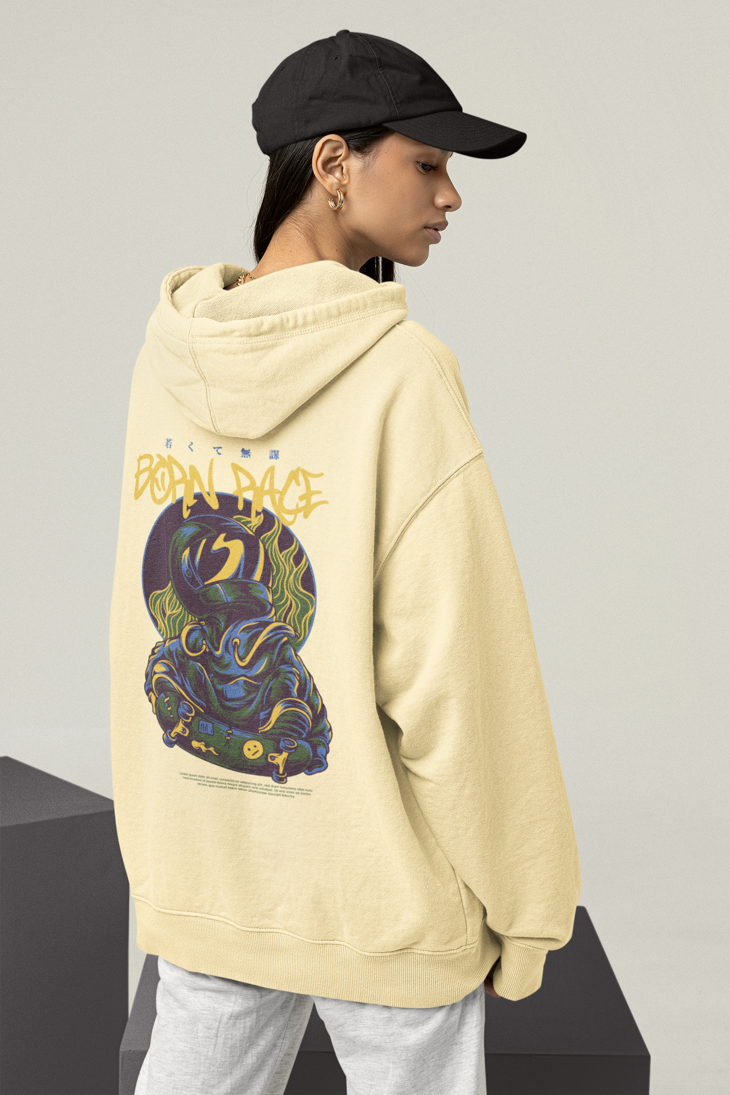 BORN RACE Skater Warrior Streetwear - Slammer Bio Oversized Unisex Hoodie Adulto SH