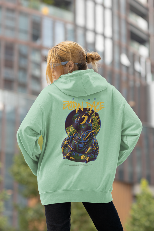 KRYOT Warrior Born Race Skater Hoodie - Unisex Heavyweight Oversized Streetwear 350 GSM Bio-Baumwolle