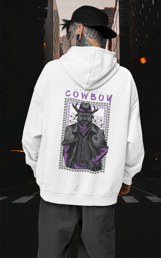 KRYOT Warrior Cowboy Dog Hoodie - Unisex Heavyweight Oversized Streetwear 350 GSM Bio-Baumwolle