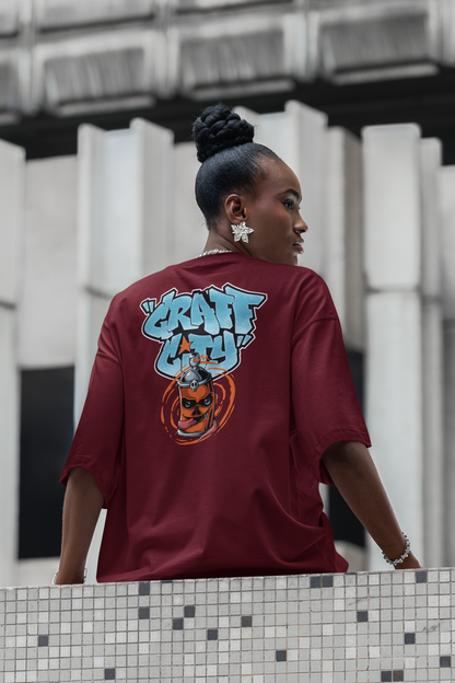 CRAFT CITY SKULL SPRAY Estampado de espalda de ropa urbana - Camiseta unisex extragrande orgánica Freestyler para adultos SH