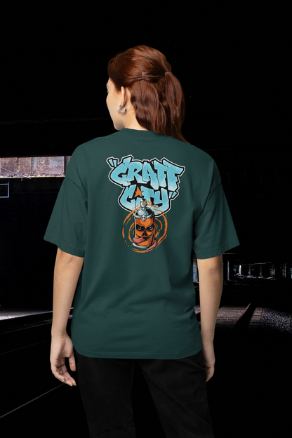 CRAFT CITY SKULL SPRAY Estampado de espalda de ropa urbana - Camiseta unisex extragrande orgánica Freestyler para adultos SH