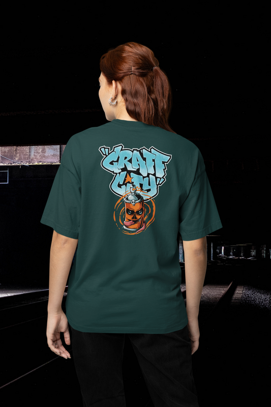 CRAFT CITY SKULL SPRAY Streetwear Backprint - T-shirt unisexe bio oversize Freestyler pour adultes SH