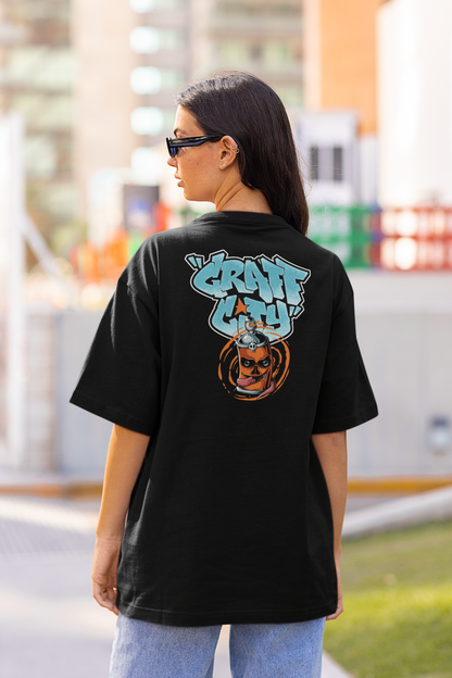 CRAFT CITY SKULL SPRAY Estampado de espalda de ropa urbana - Camiseta unisex extragrande orgánica Freestyler para adultos SH