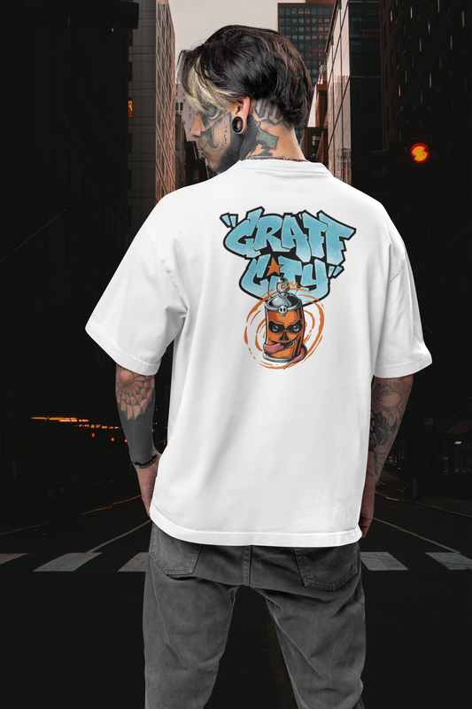 CRAFT CITY SKULL SPRAY Streetwear Backprint - T-shirt unisexe bio oversize Freestyler pour adultes SH