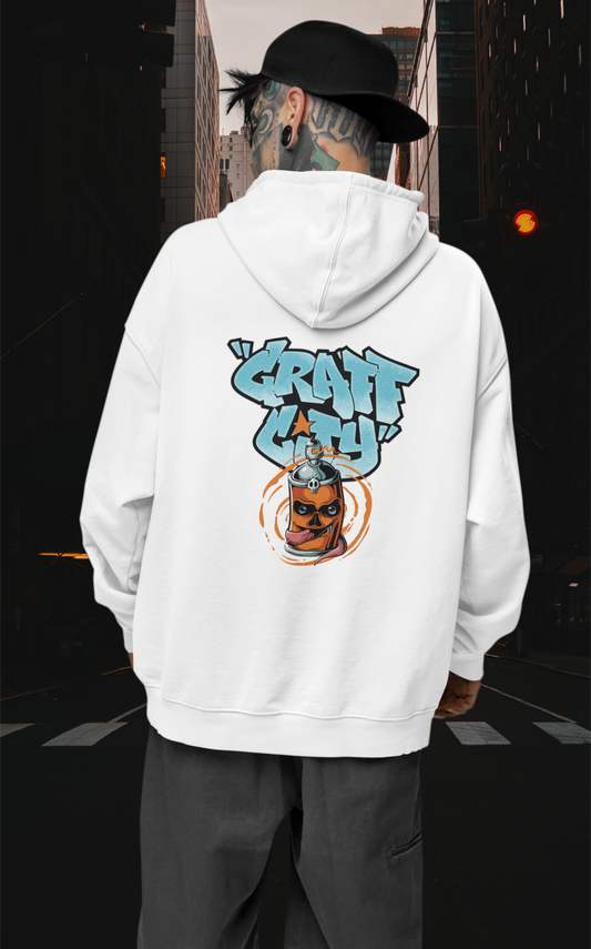 Craft City Skull Spray Streetwear - Slammer Organic Oversized Unisex Hoodie Adults SH