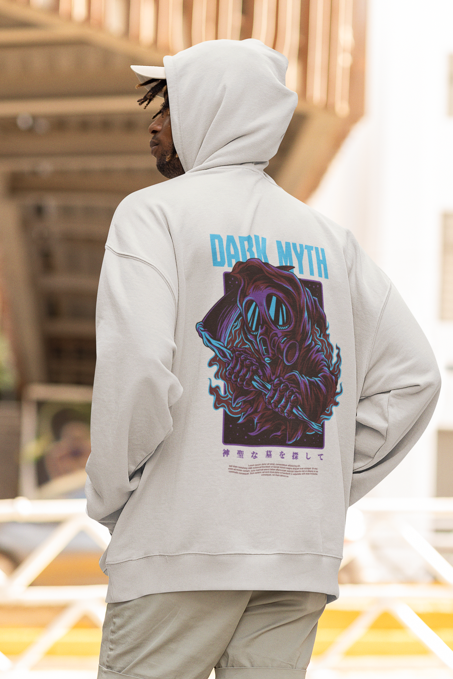 KRYOT Warrior Dark Myth Hoodie - Unisex Heavyweight Oversized Streetwear 350 GSM Bio-Baumwolle