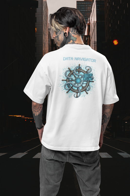 DATA NAVIGATOR OCTO PILOT Imprimé au dos Streetwear - T-shirt unisexe ample Freestyler Bio pour adultes SH