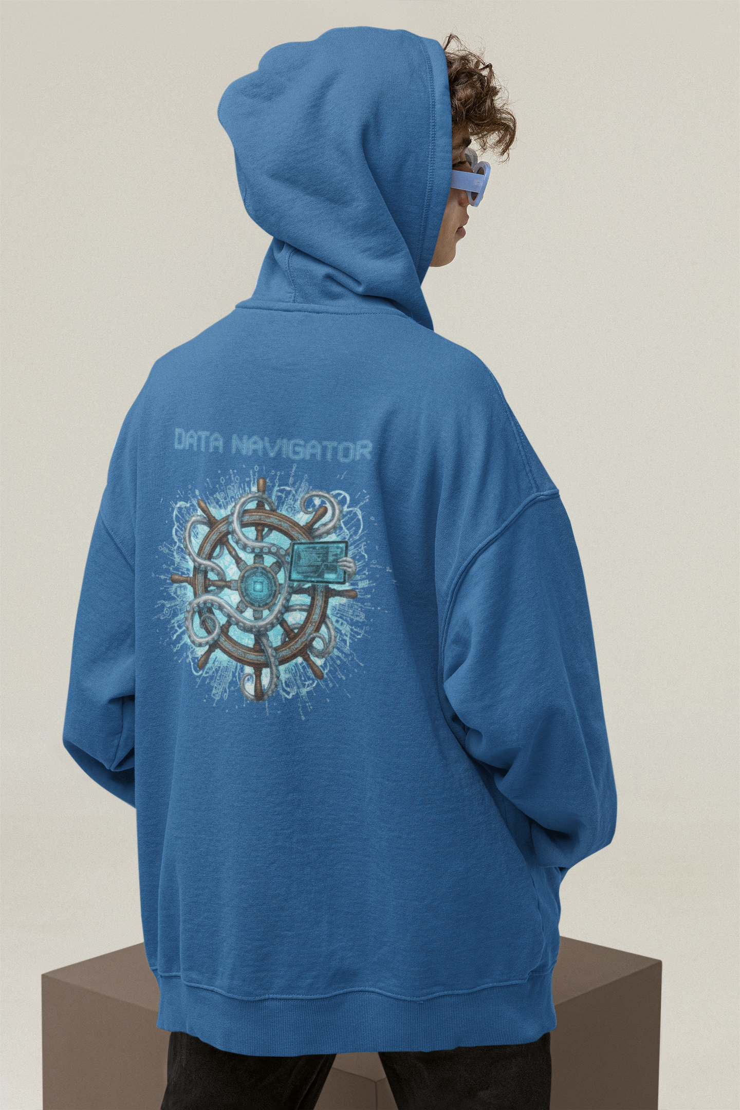 DATA NAVIGATOR OCTO PILOT Streetwear Backprint - Slammer Organic Oversized Unisex Hoodie Adults SH