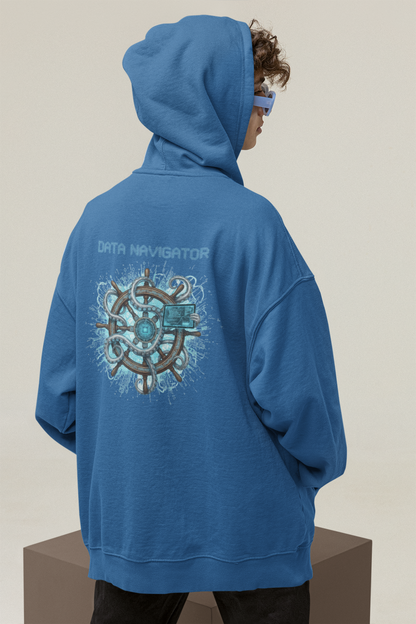 DATA NAVIGATOR OCTO PILOT Streetwear Backprint - Slammer Organic Oversized Unisex Hoodie Adults SH