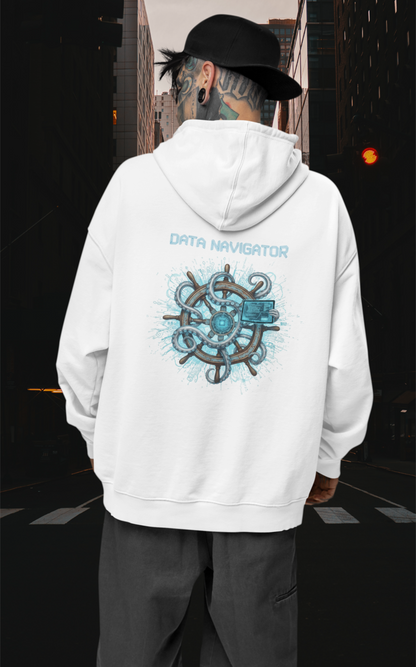 DATA NAVIGATOR OCTO PILOT Streetwear Backprint - Slammer Organic Oversized Unisex Hoodie Adults SH