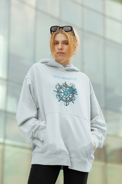 KRYOT Data Navigator Octo Pilot Hoodie Frontprint - Unisex Heavyweight Oversized Streetwear 350 GSM Bio-Baumwolle