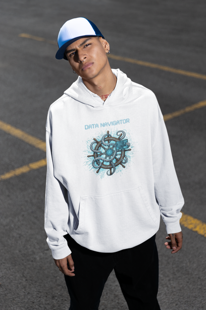 KRYOT Data Navigator Octo Pilot Hoodie Frontprint - Unisex Heavyweight Oversized Streetwear 350 GSM Bio-Baumwolle
