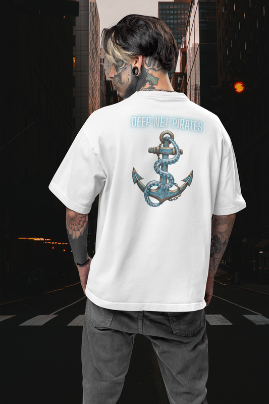 DEEP NET PIRATES Streetwear Backprint - T-shirt unisexe adulte bio Freestyler Oversize SH