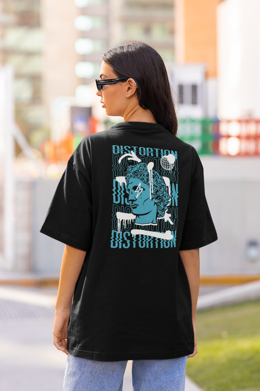 DISTORTION APOLLO VIBES Streetwear Backprint - T-Shirt unisexe oversized Freestyler Bio adulte SH