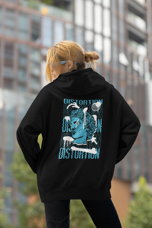 DISTORTION APOLLO VIBES Streetwear Backside - Slammer Organic Oversized Unisex Hoodie Adults SH