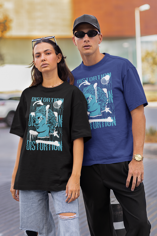 DISTORTION APOLLO VIBES Imprimé streetwear frontal - T-shirt unisexe bio oversize Freestyler adulte SH