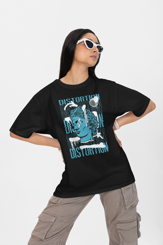DISTORTION APOLLO VIBES Imprimé streetwear frontal - T-shirt unisexe bio oversize Freestyler adulte SH