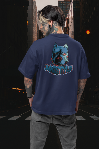 DOGSTYLE CYBER PITBULL Streetwear Backprint - Freestyler Organic Oversized Unisex T-Shirt Adults SH