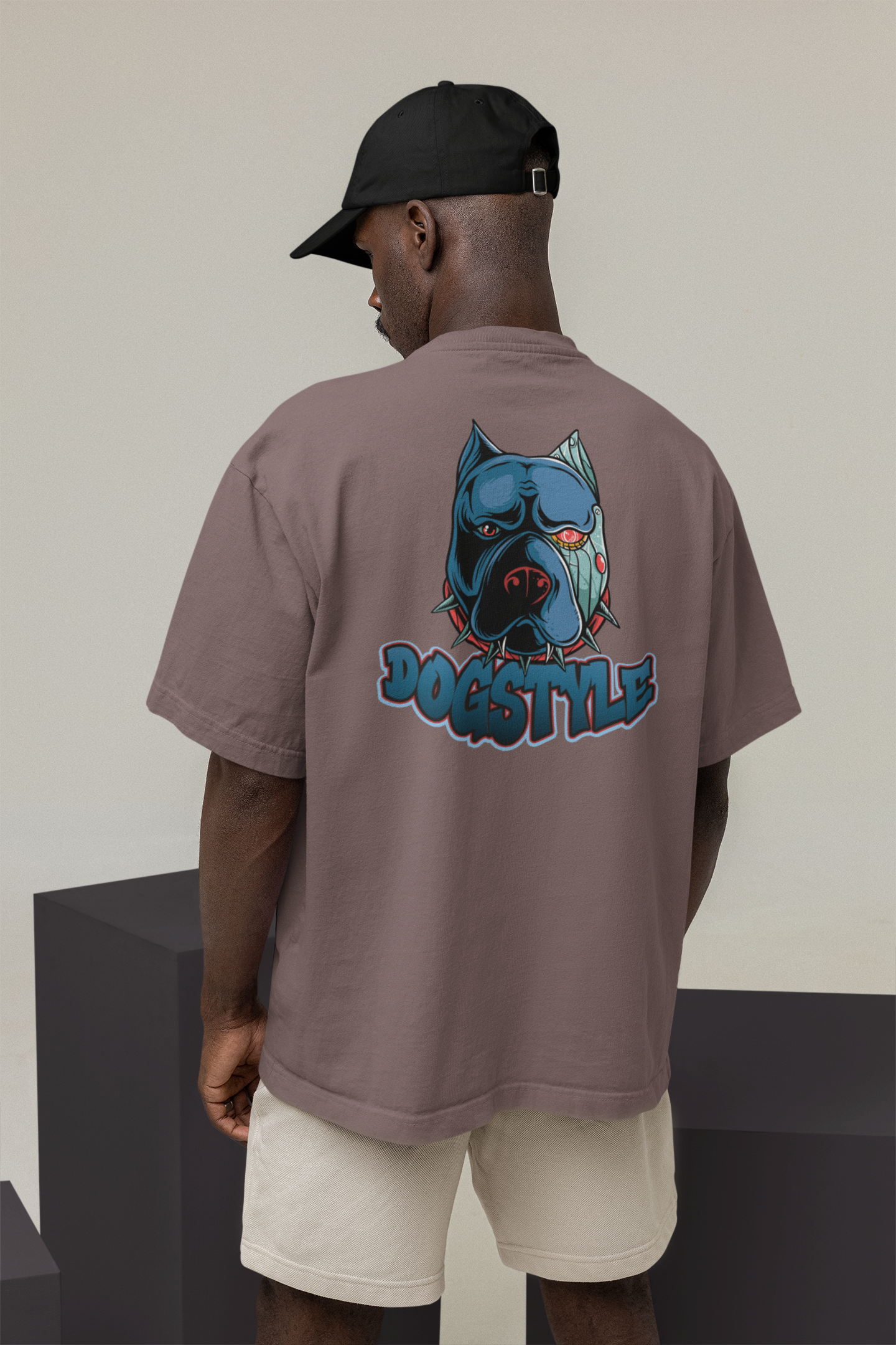 DOGSTYLE CYBER PITBULL Streetwear Backprint - Freestyler Organic Oversized Unisex T-Shirt Adults SH