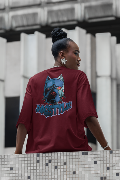 DOGSTYLE CYBER PITBULL Streetwear Backprint - Freestyler Organic Oversized Unisex T-Shirt Adults SH