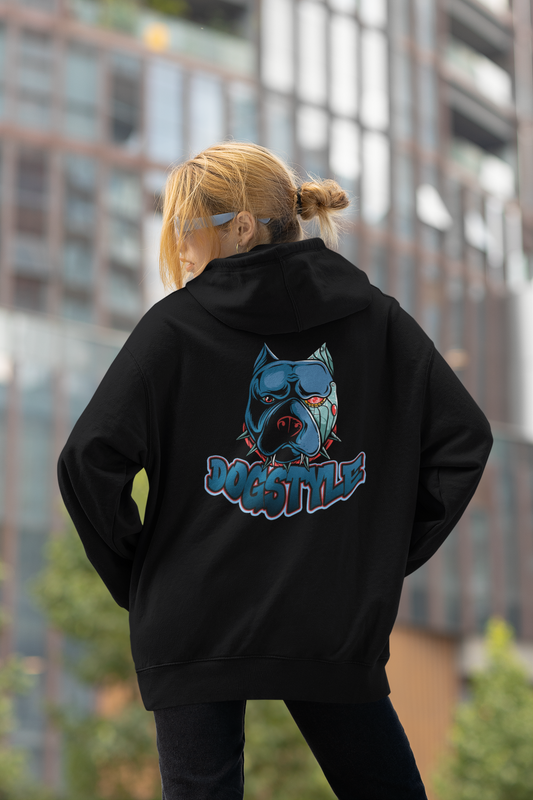 DOGSTYLE CYBER PITBULL Streetwear Backside - Slammer Organic Oversized Unisex Hoodie Adults SH