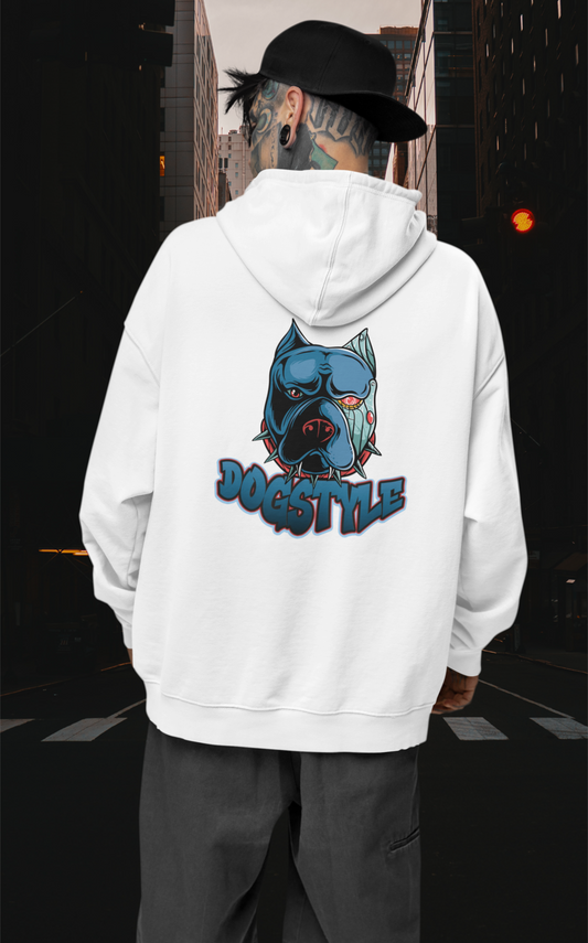 DOGSTYLE CYBER PITBULL Streetwear Backside - Slammer Organic Oversized Unisex Hoodie Adults SH