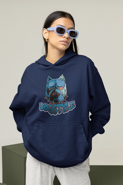 DOGSTYLE CYBER PITBULL Streetwear Frontside - Slammer Organic Oversized Unisex Adult Hoodie SH