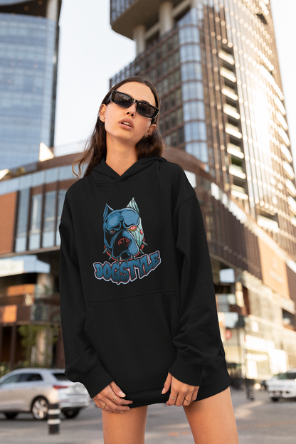 DOGSTYLE CYBER PITBULL Streetwear Frontside - Slammer Organic Oversized Unisex Adult Hoodie SH