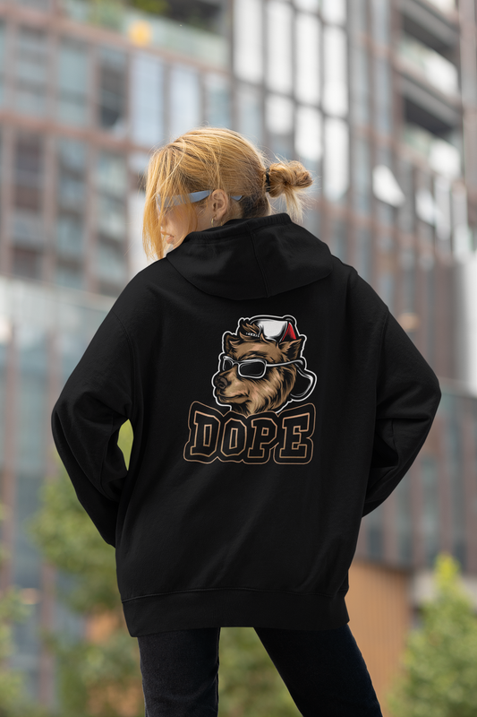 DOPE DOG BEAR STYLE Streetwear Backside - Slammer Organic Oversized Unisex Hoodie Adults SH