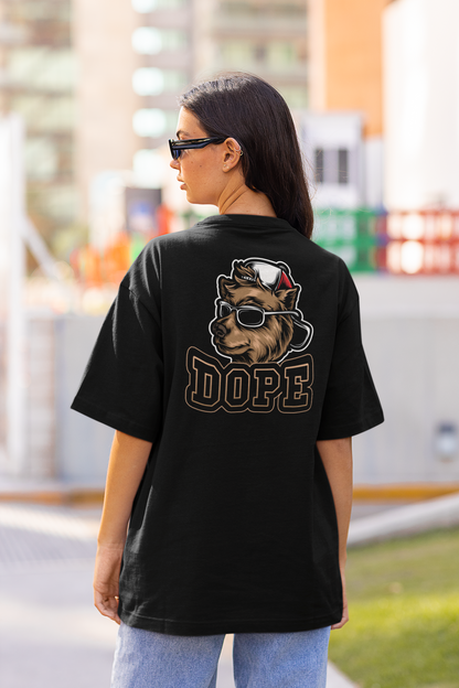 DOPE DOG BEAR STYLE Streetwear Back Print - Freestyler Organic Oversized Unisex Adult T-Shirt SH