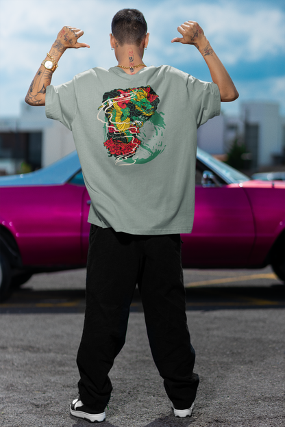 DRAGON RED FIRE Streetwear Estampado Espalda - Camiseta Freestyler Bio Oversized Unisex Adultos SH
