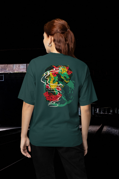 DRAGON RED FIRE Streetwear Estampado Espalda - Camiseta Freestyler Bio Oversized Unisex Adultos SH