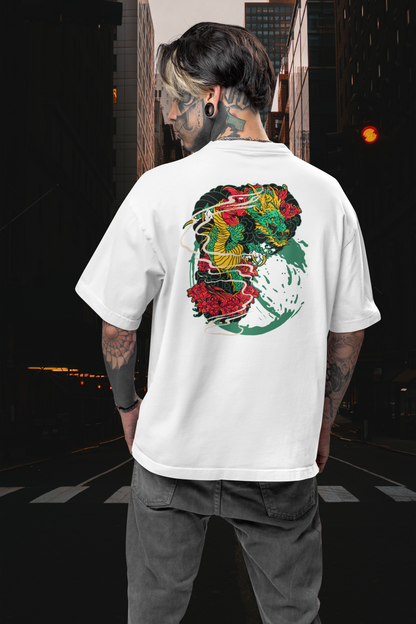 DRAGON RED FIRE Streetwear Estampado Espalda - Camiseta Freestyler Bio Oversized Unisex Adultos SH