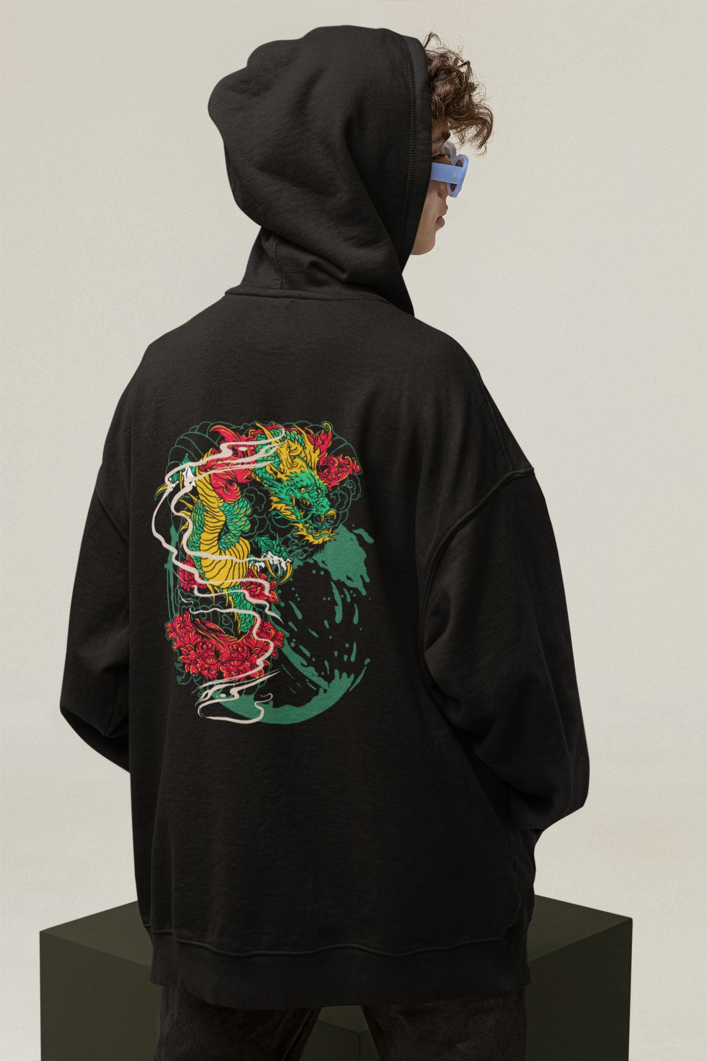 DRAGON RED FIRE Streetwear - Sudadera con Capucha Oversize Unisex de Algodón Orgánico Slammer para Adultos