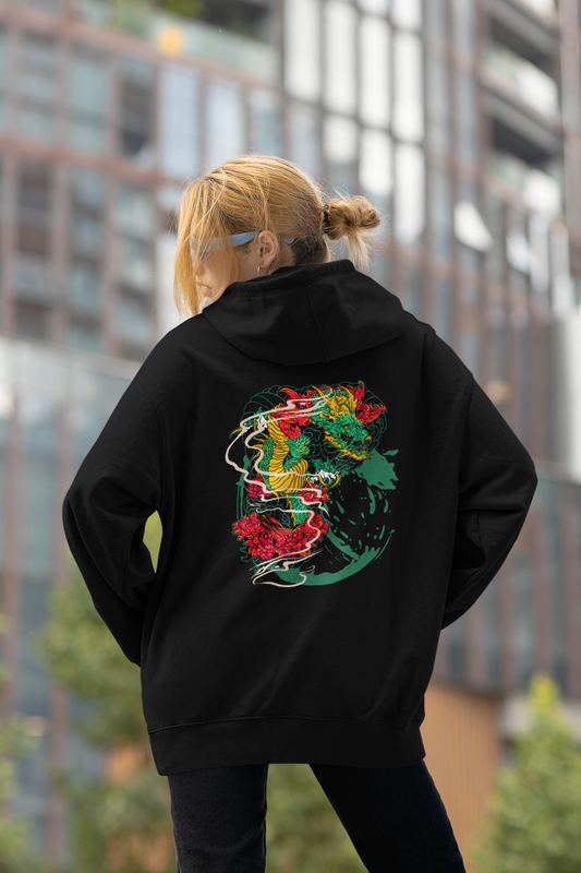DRAGON RED FIRE Streetwear - Slammer Organic Oversized Unisex Adult Hoodie