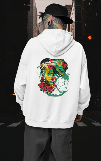 DRAGON RED FIRE Streetwear - Sudadera con Capucha Oversize Unisex de Algodón Orgánico Slammer para Adultos