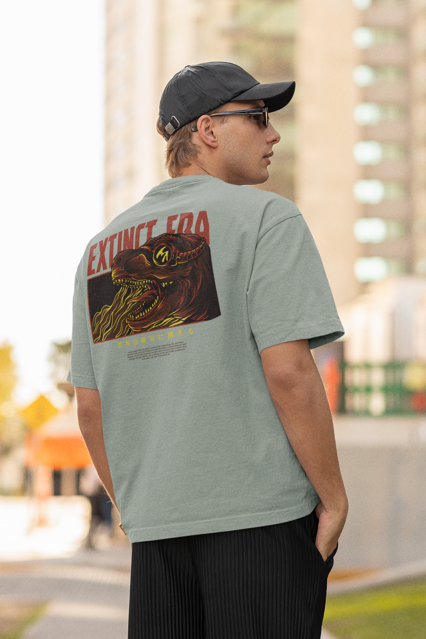 KRYOT Warrior Extinct Era T-Shirt Backprint - Unisex Oversized Bio Heavyweight T-Shirt 240 GSM Bio-Baumwolle