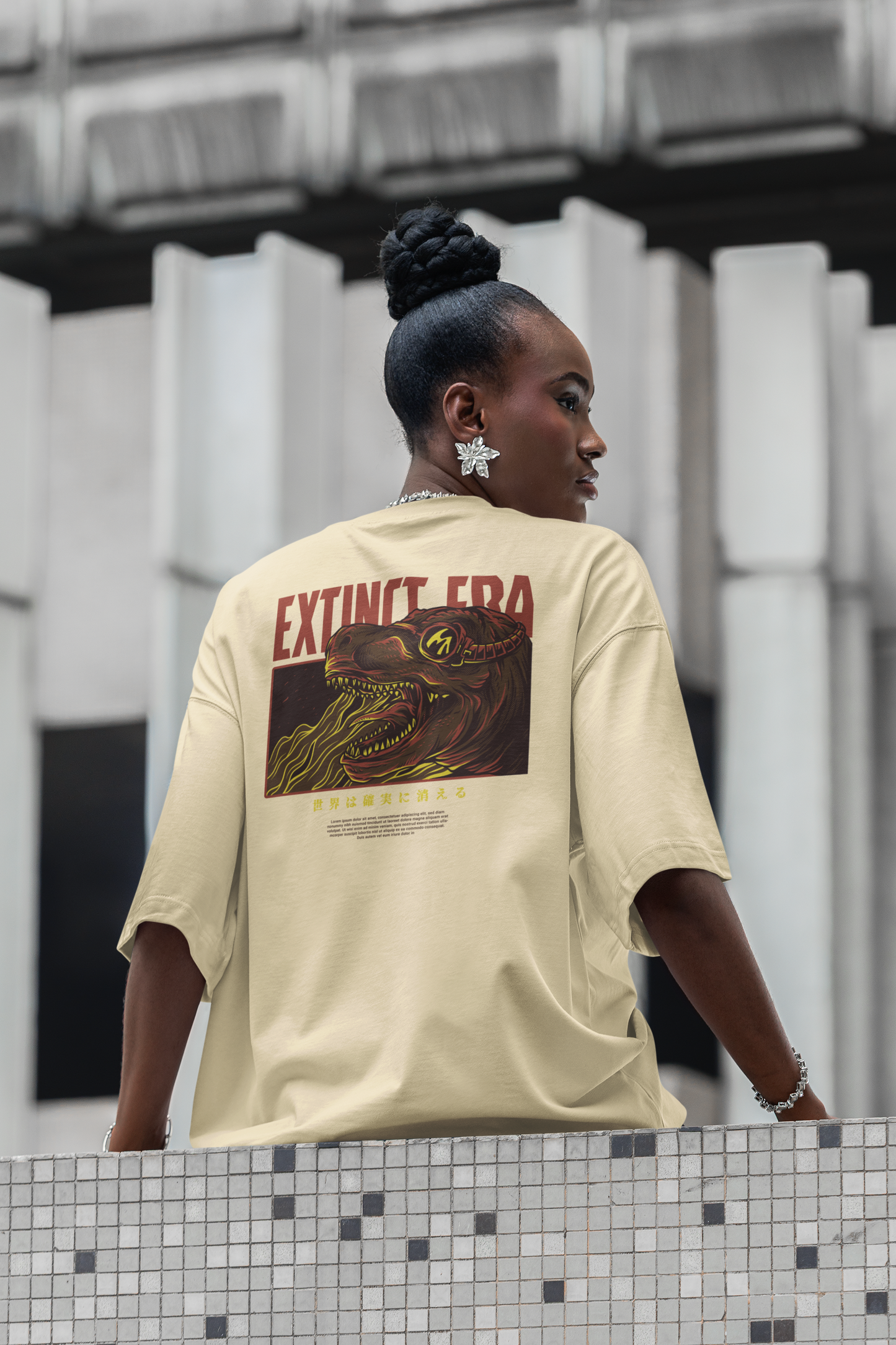 KRYOT Warrior Extinct Era T-Shirt Backprint - Unisex Oversized Bio Heavyweight T-Shirt 240 GSM Bio-Baumwolle