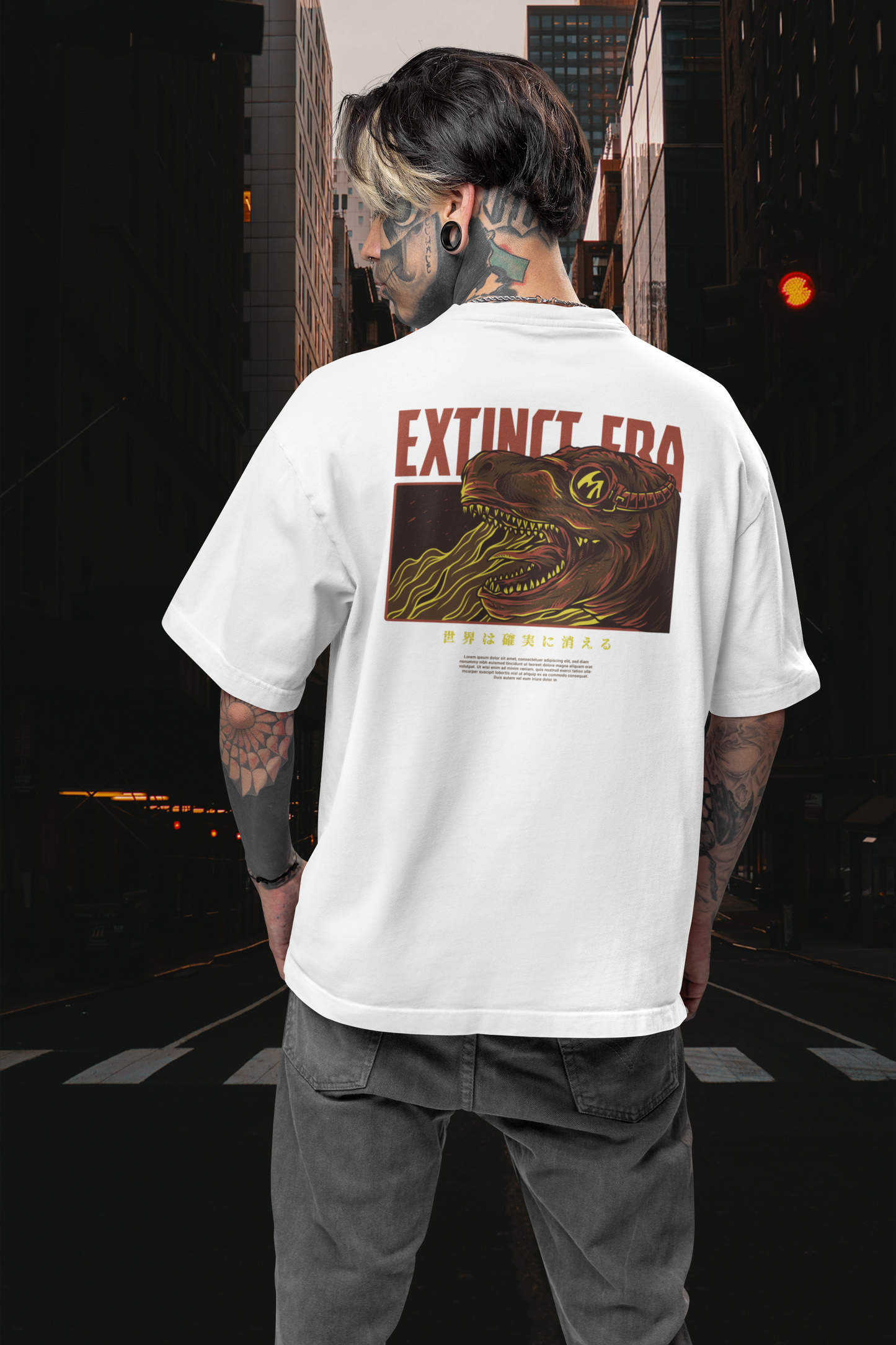 KRYOT Warrior Extinct Era T-Shirt Backprint - Unisex Oversized Bio Heavyweight T-Shirt 240 GSM Bio-Baumwolle